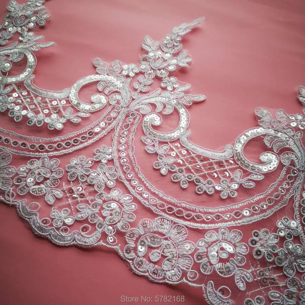 1 ярд/23 см белая слоновая кость блесток кординг ткань цветок Venise Венеция сетка