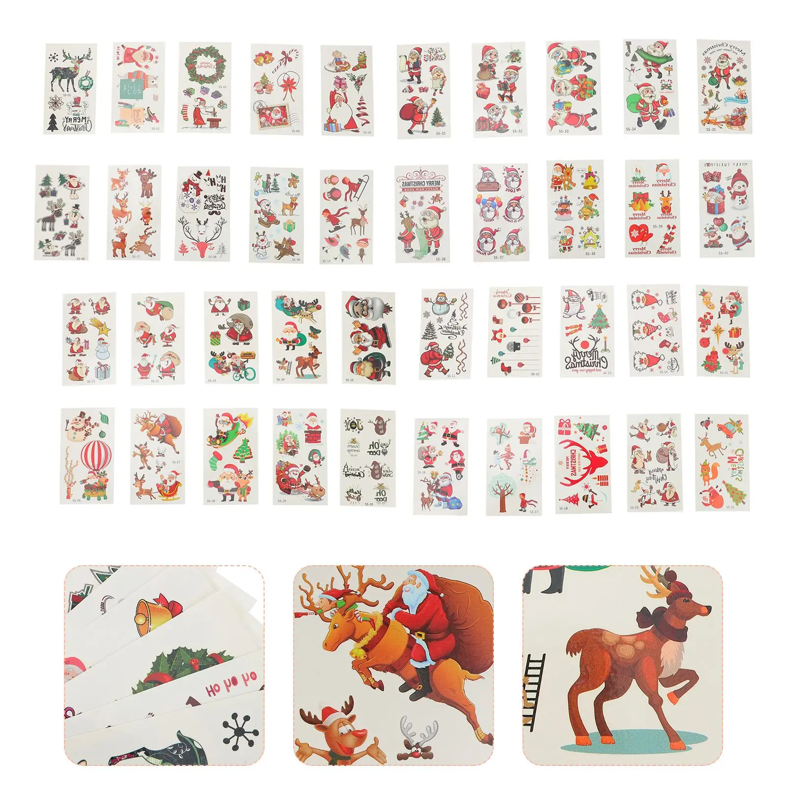 

40pcs Cartoon Christmas Xmas Kids Fake Tattoos Decals Face Sticker Temporary Tattoos Stickers Lovely DIY Decor