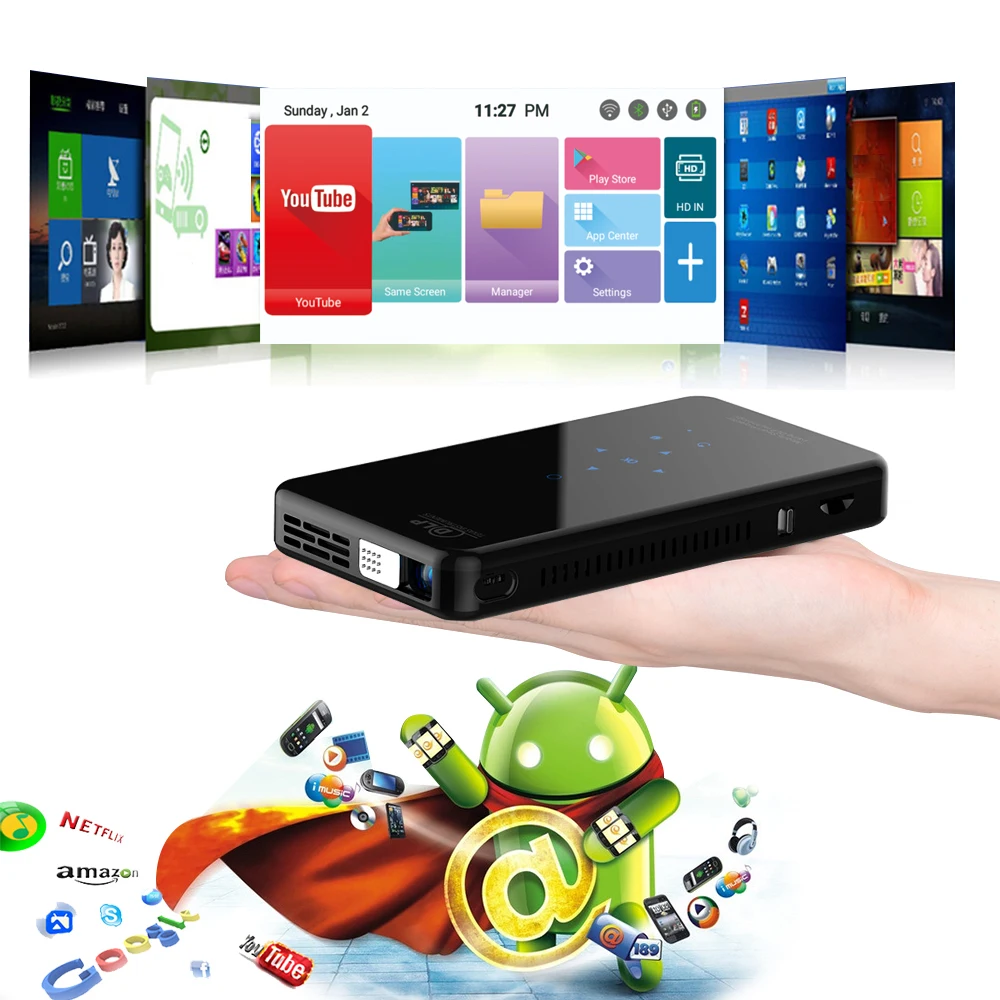Vivicine X2 светодиодный мини-проектор, Android 7,1, батарея 4200 мАч, умный HDMI USB PC игровой портативный беспроводной мобильный проектор