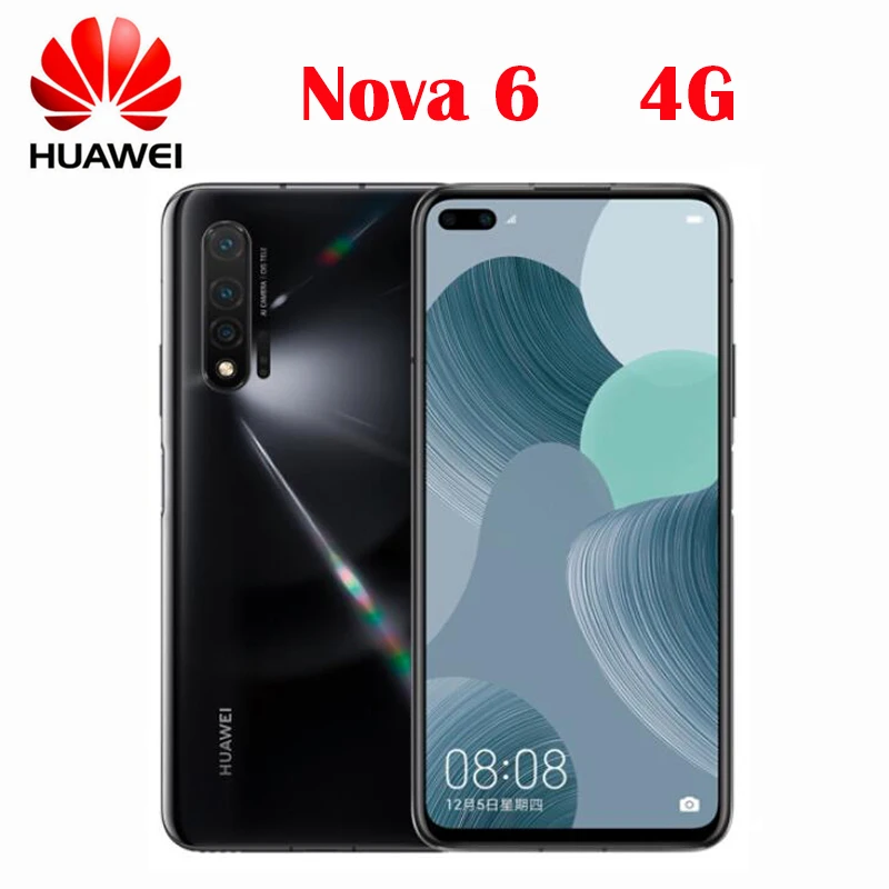 Новый оригинальный официальный смартфон Huawei Nova 6 4G 40MP AI камеры 57 дюймов полный