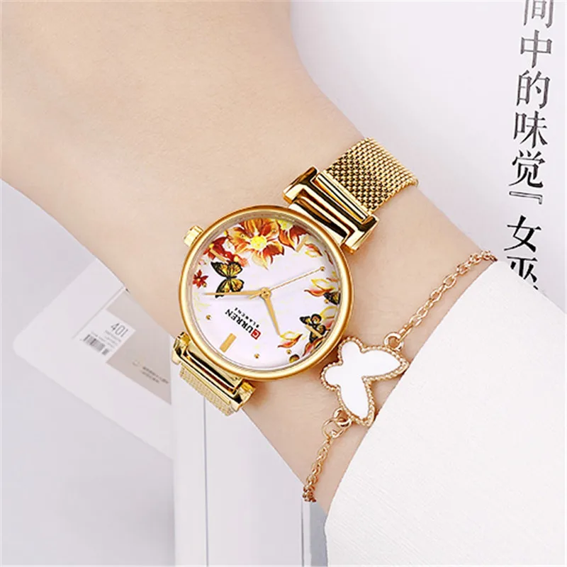 CURREN New Fashion Women Watch Top Brand Luxury Ladies Girl Wristwatch Stainless Steel Bracelet Classic Casual Female Clock 9053 | Наручные