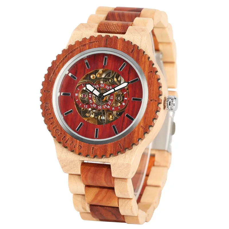 Автоматические механические деревянные часы мужские легкие кварцевые ручной