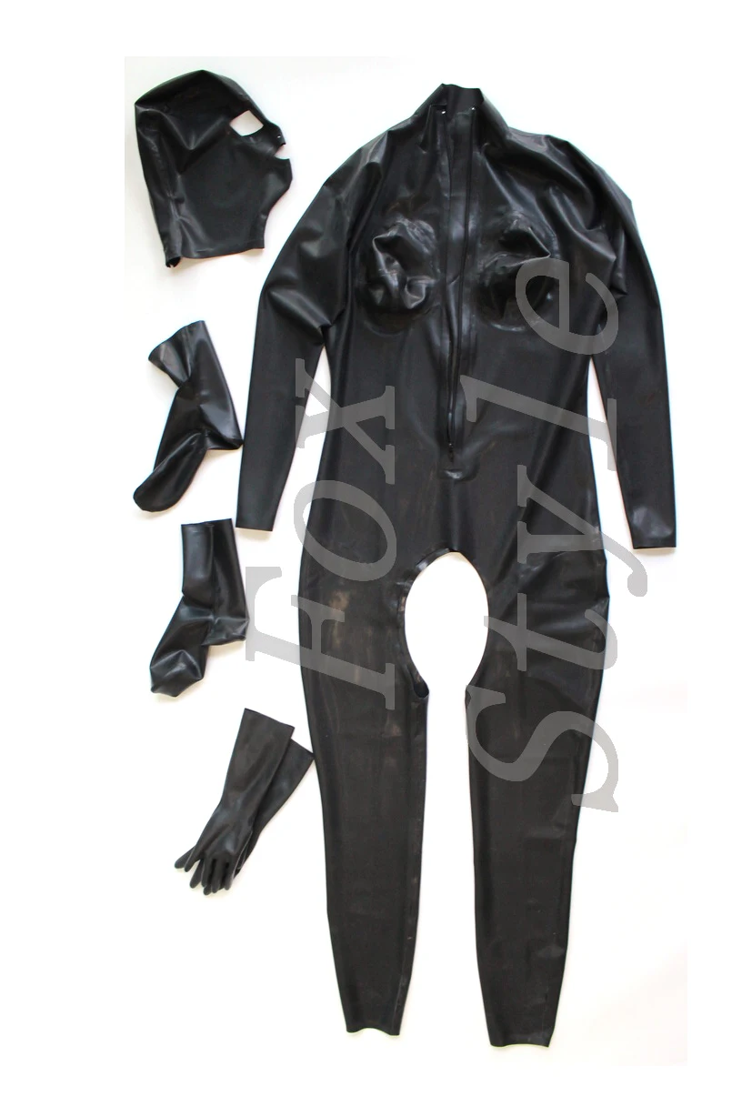 Резиновый Фетиш латексный костюм полное покрытие с чашками карманы чтобы