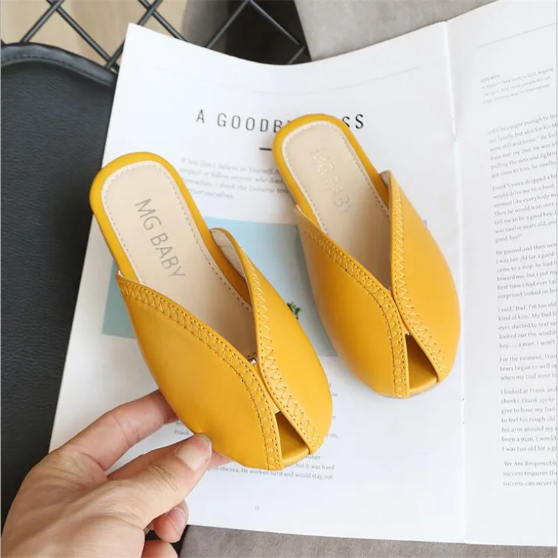 

Сандалии Baotou для девочек, модные Нескользящие туфли на мягкой подошве, плоская подошва, Симпатичные домашние тапочки для принцесс, летние