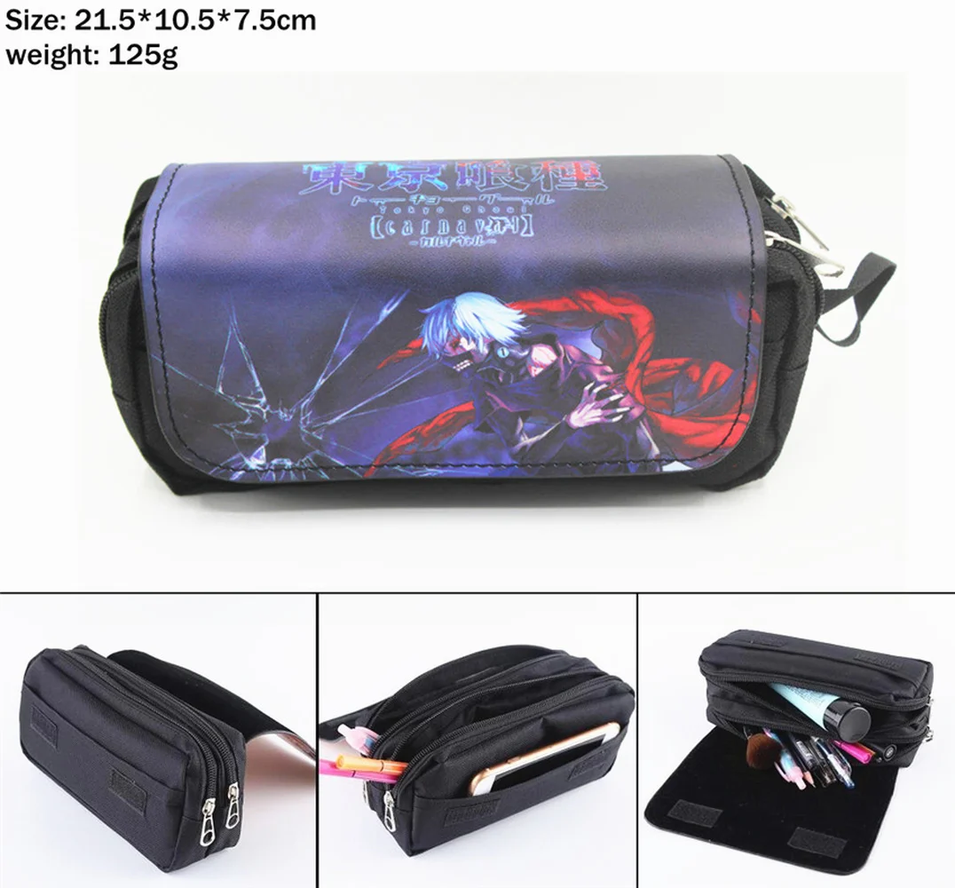 

Anime Tokyo Ghoul Cartoon Nylon Pencil Case Boy Girl Student Cosmetic Bags Zip Penbag Multifunction Travel Makeupbag Stationery