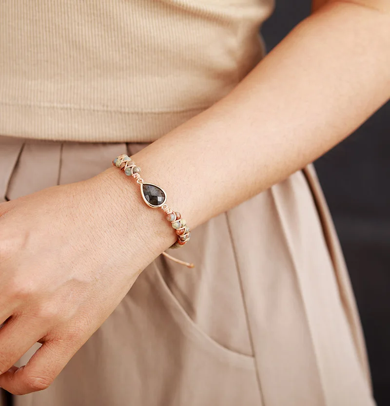 

Stone Wrap Bracelets Femme Amethysts Opal String Braided Yoga Friendship Bracelet Bangle Bohemian Jewellery