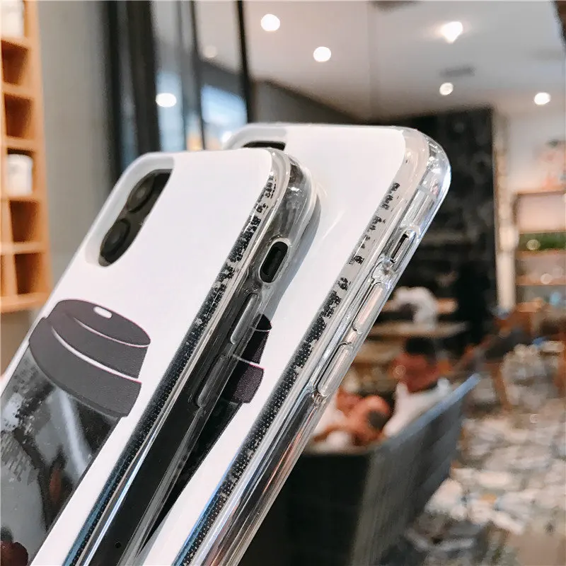 Coffee cup Glitter Liquid Case For iPhone 11 X XS XR Max 8 7 6 6S Plus Soft TPU Silicone Cases Dynamic Qicksand Back Cover | Мобильные