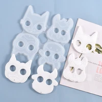 cat head keychain mold transparent silicone mould resin decorative craft diy cat pendant self defense keychain mold epoxy resin