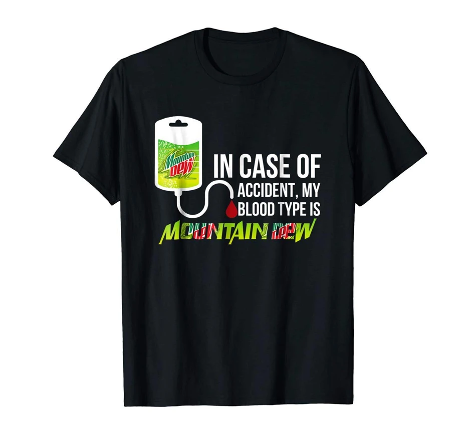Чехол футболка с принтом My Blood Type Is Mountain Dew Black S 3Xl|Мужские футболки| |