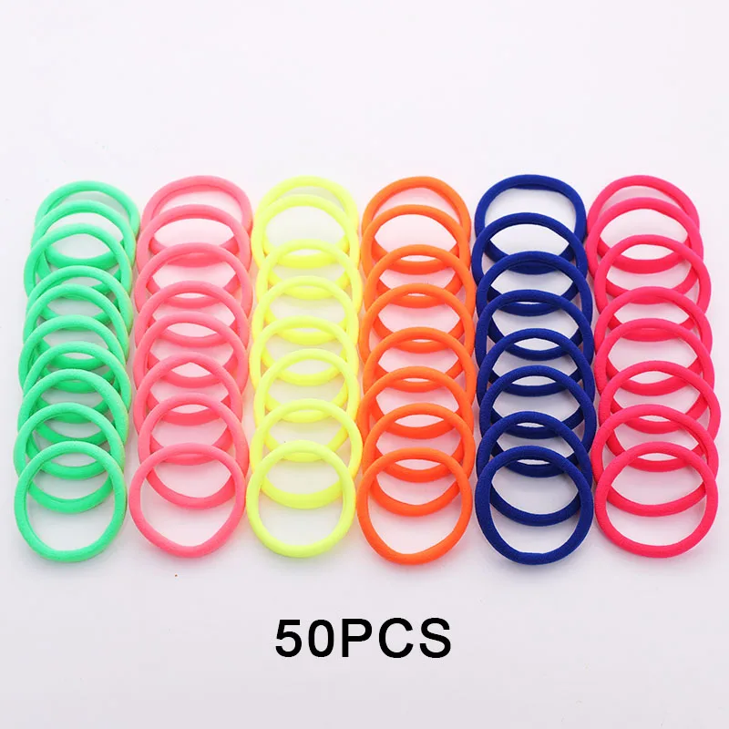 50PCS Mix Colors 2 50/100 шт Для женщин и девочек 4 см конфеты Цвета нейлон резинки для волос хвост держатель резинки резинка для волос; повязка для волос; аксессуары - Цвет: 50PCS Mix Colors 2