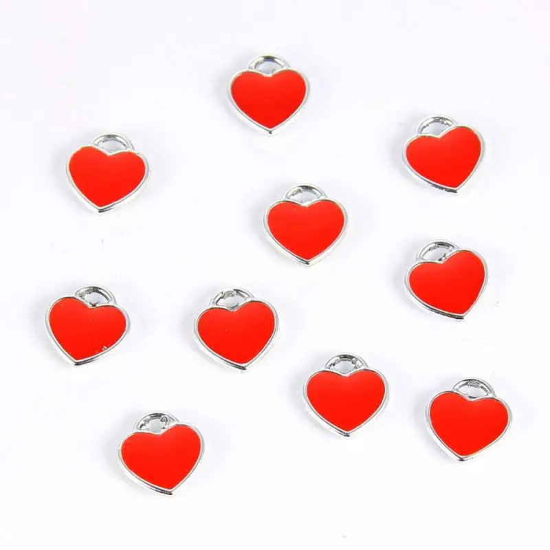 Красочные эмалированные подвески в виде сердца для DIY ожерелья браслеты