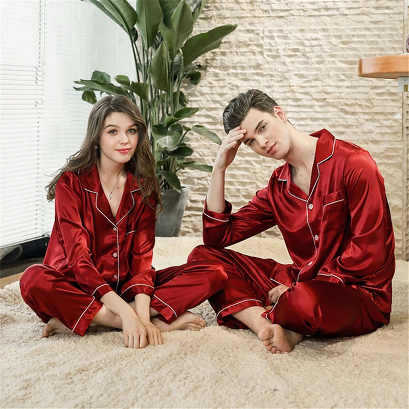 Винно-красные мужские пижамы пара пижам весна-лето с длинным рукавом для свадьбы