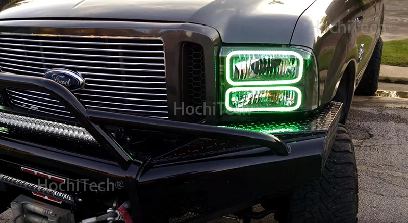 Для Ford F-250 F250 2005 2006 2007 RGB светодиодный ангельские глазки многоцветный с Halo кольцом дистанционное управление фар