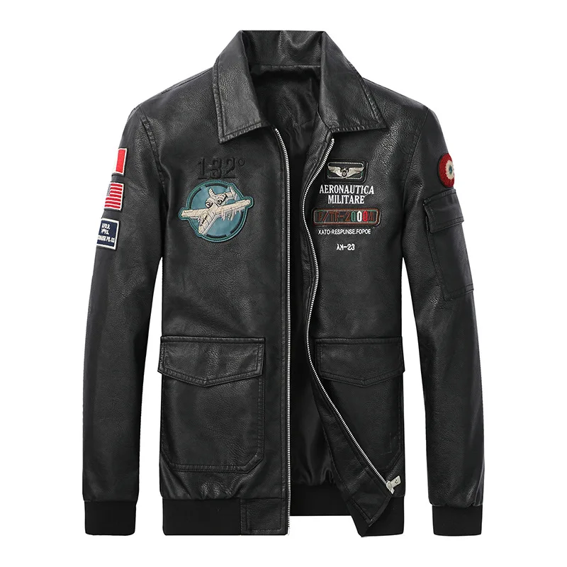 

2021 Autumn And Winter New Men Fashion Style Without Hat Pilot Leather Jacket