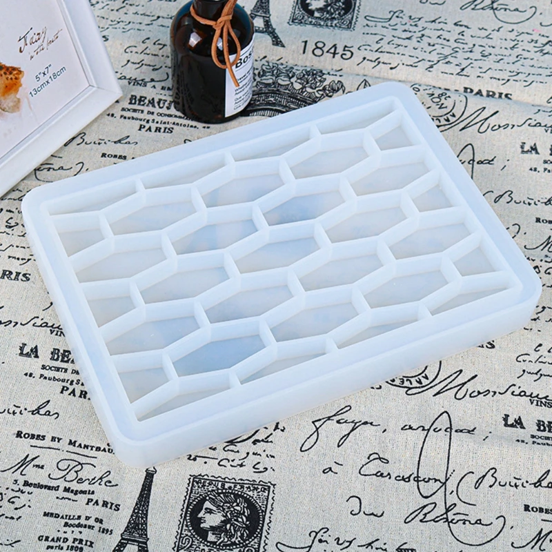 

Honeycomb Rectangle Tray Epoxy Resin Mold Serving Board Fruit Snack Plate Silicone Mould DIY Crafts Jewelry Holder Mold T21F