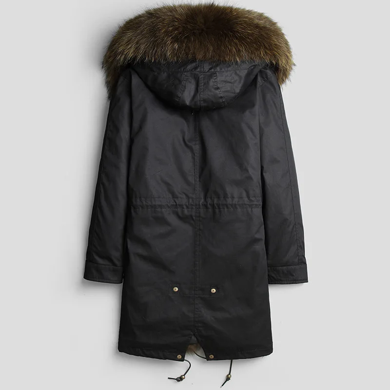Мужская парка AYUNSUE с подкладкой из размера плюс меха енота зимняя длинная пальто