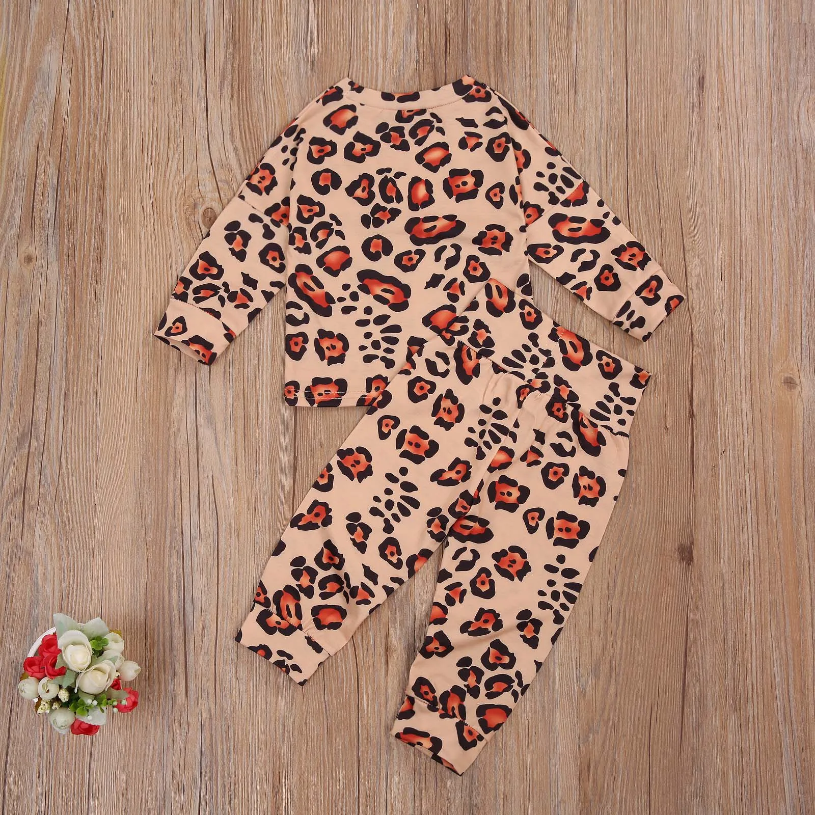 

Infant Casual Tracksuits Toddler Kids Baby Boys Girls Leopard Print Pullover Long Sleeve Sweatshirts Tops+Pants Outfits 0-24M