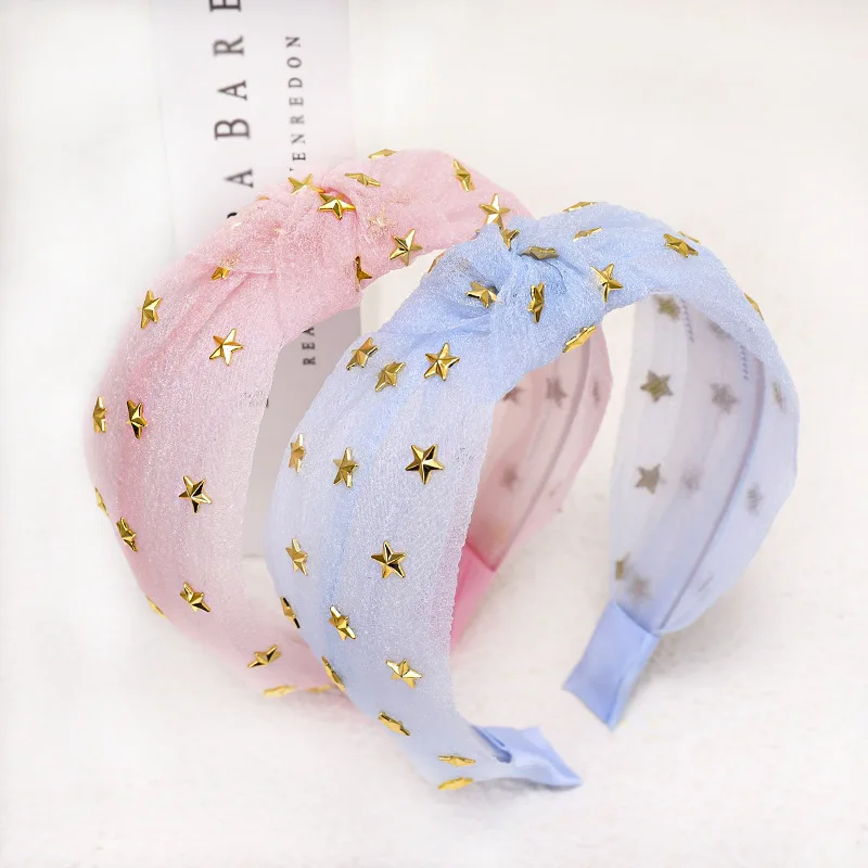 Ободок для волос Женский кружевной со звездами |