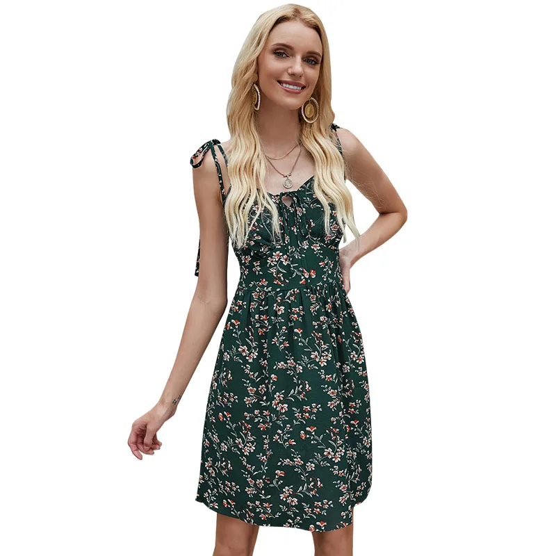 Женское платье с открытыми плечами и цветочным принтом повседневное пляжное