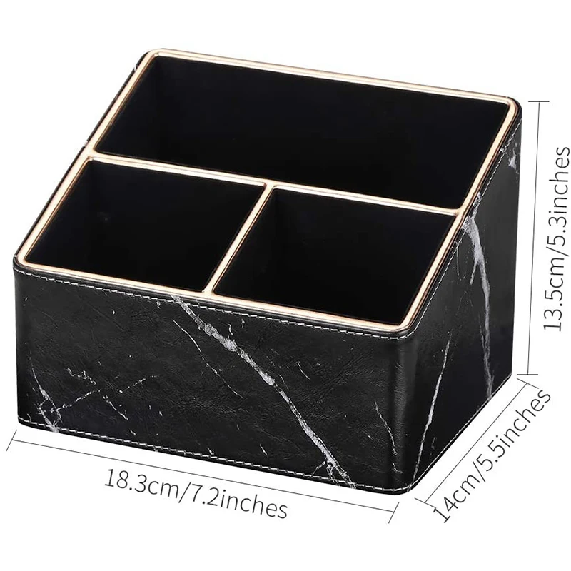 

3 Slot PU Leather Desk Remote Controller Holder Organizer, Home Sundries Storage Box, TV Guide/Mail/CD Organizer/Caddy
