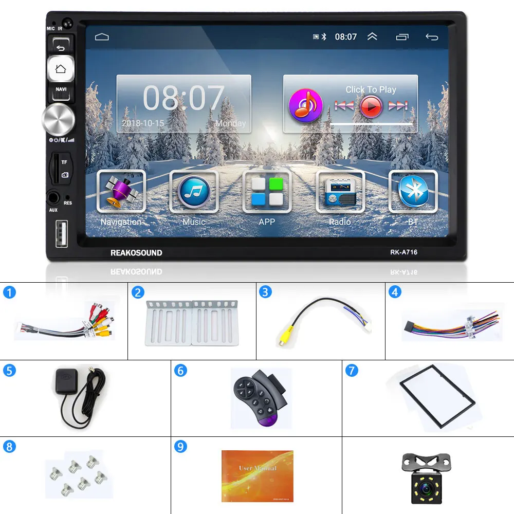 with 8 IR camera Camecho 2 din Автомобильный gps Авторадио android 8,1 Автомобильный мультимедийный плеер 2din Авторадио резервная Bluetooth Камера для VW NISSAN KIA - Цвет: with 8 IR camera