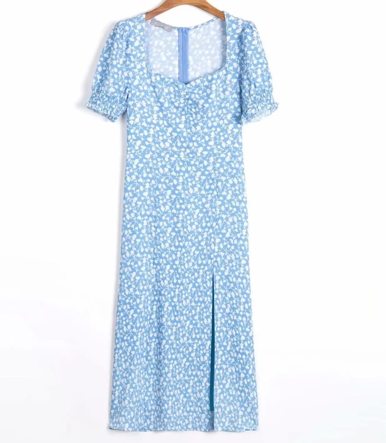 N291 high quality Bazaleas Разделение vestidos синий Цветочный принт летнее платье мода короткий женский с пышными рукавами платья Перевозка груза падения - Цвет: N291 high quality