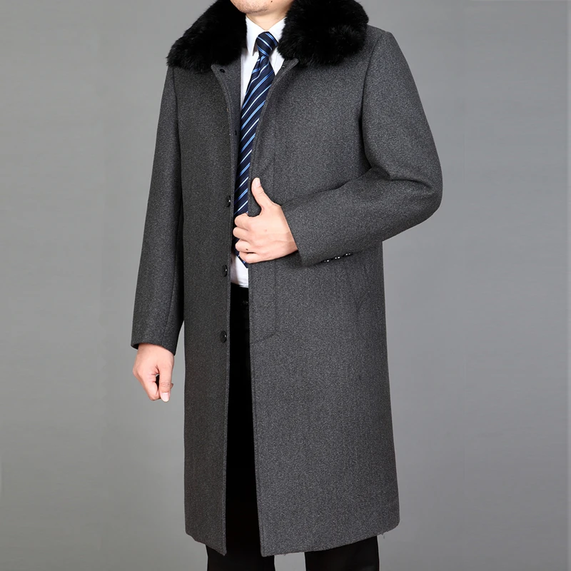 

And Jackets Coats 2023 Rabbit Fur Man Brand-Clothing Long Men's Winter Jacket Woolen Overcoat Men Trench Coat WUJ1230