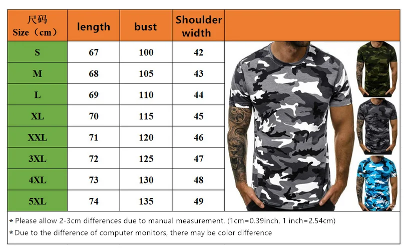 

New Summer Fashion Camouflage T-shirt Men Casual O-neck Cotton Streetwear T Shirt Men Gym Short Sleeve T Shirt Tops Anime Shirt