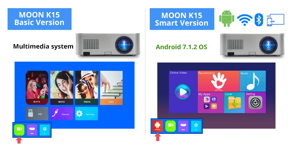 BYINTEK MOON K15 Full HD 1080P Android wifi светодиодный 1920x1080 lcd видео проектор для Iphone смартфонов
