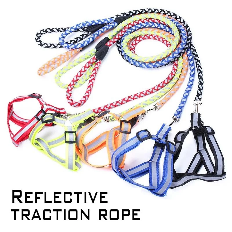 

Led Dog Collar arnes perro Nylon Retractable Dog Leash Reflective Dog Harness Night Safety Flash Light Christmas Dog Accessories