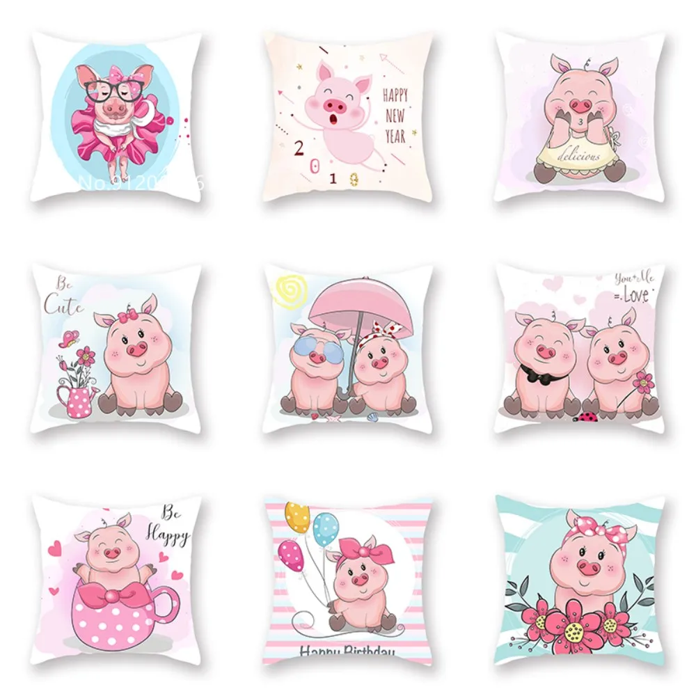 

Cartoon Pig Cushion Cover Couple Lovely Funny Cushion Cover Cute Animals Decorative Pillowcase For Dining Chair Pillow Case