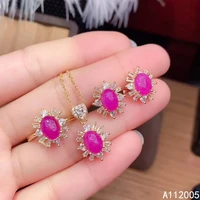 kjjeaxcmy fine jewelry 925 sterling silver inlaid natural ruby female ring pendant earring set lovely supports detection
