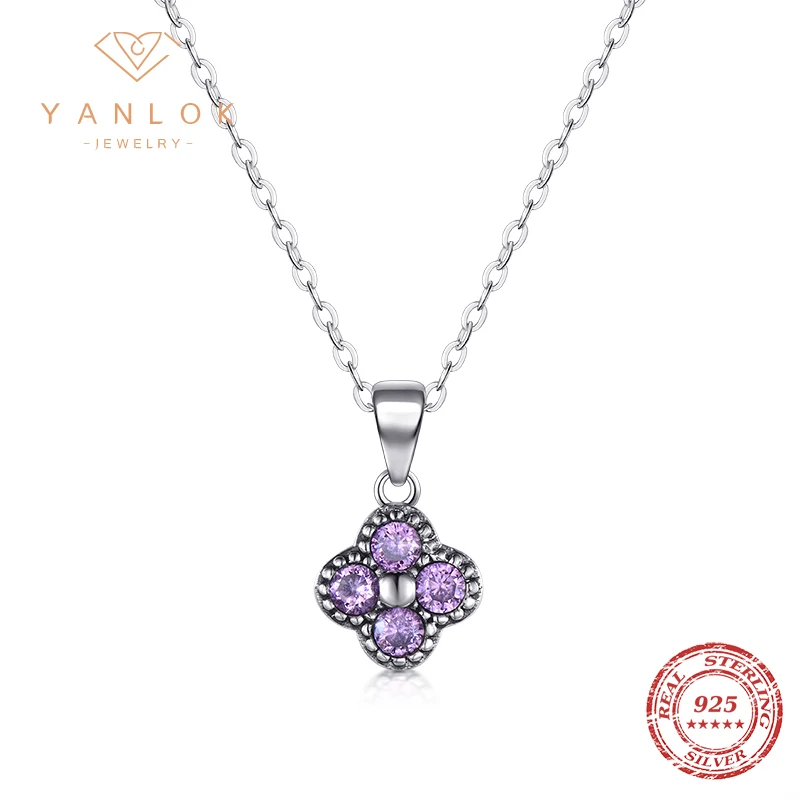 Кулон из серебра 925 пробы с розовым цирконием на длинной цепочке | Украшения и