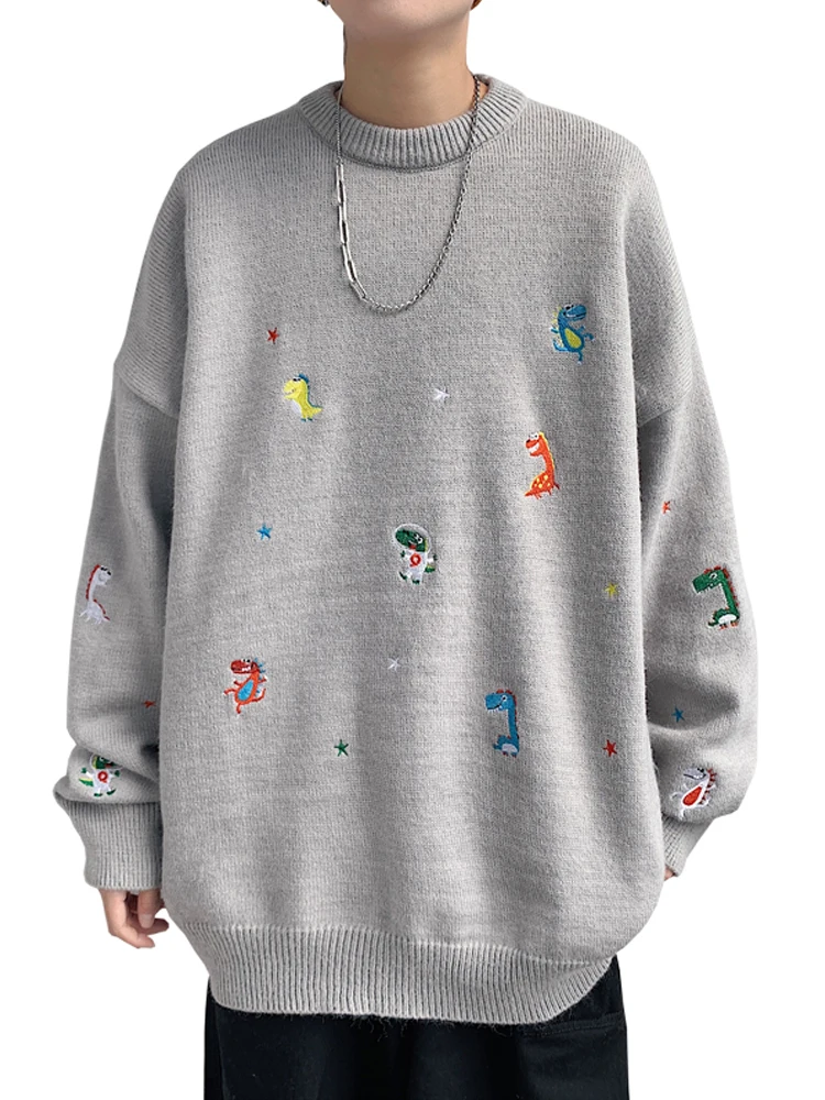 

Large size sweater men's autumn and winter casual shirt fat korean men's couple hip hop knitted coat