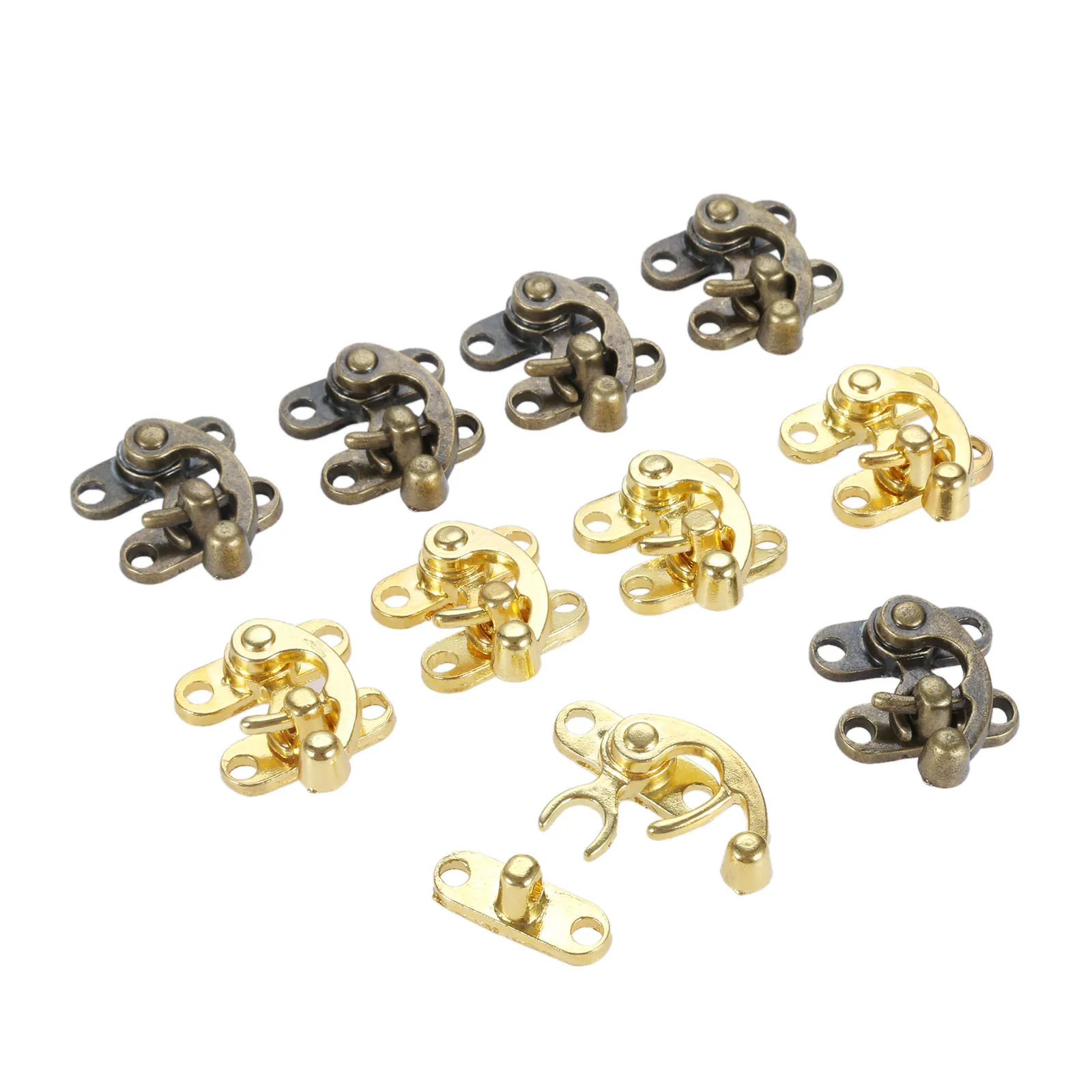 

10Pcs Zinc Alloy Furniture Decorative Hasps Jewelry Wooden Box Suitcase Toggle Latch Buckle Antique Toolbox Locks Clasps 29*33mm