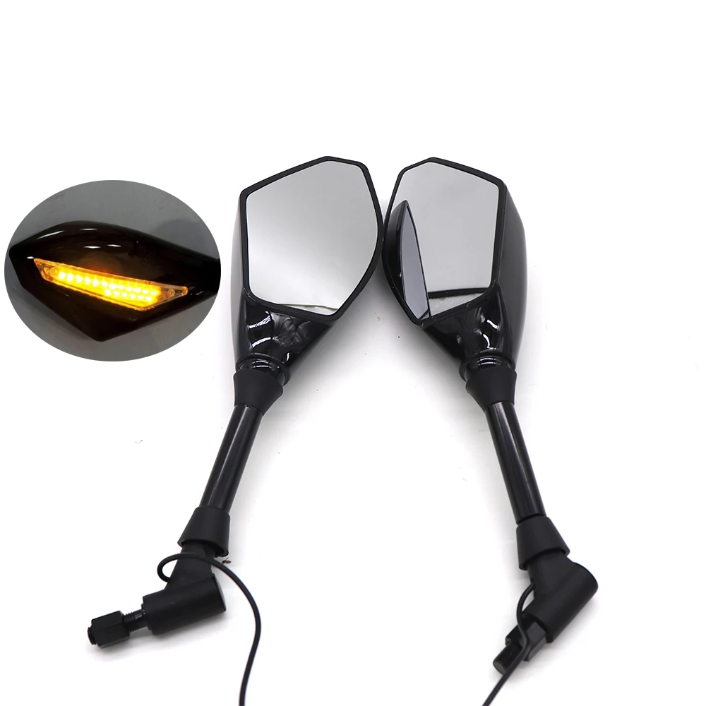 

With LED Light Universal Motorcycle Rear View Mirror 8 10MM Mirror For Honda CB400SS 125 CB500X Kawasaki Z750 Z800 Z250 ER6N BMW