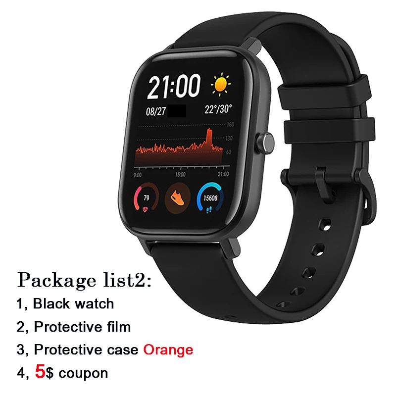 Package list2 Глобальная версия Amazfit GTS мужские Смарт-часы 1,6" retina дисплей водонепроницаемые Смарт-часы 14 дней батарея управление музыкой черный Firday - Цвет: Package list2