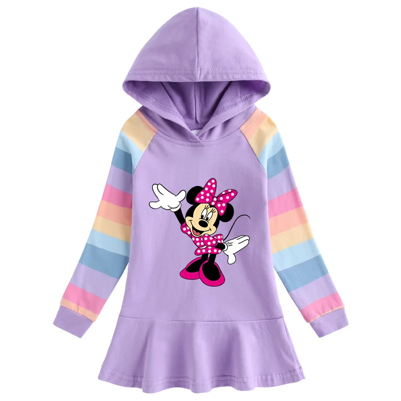 Осенние толстовки с капюшоном для девочек изображением Микки-Мауса |
