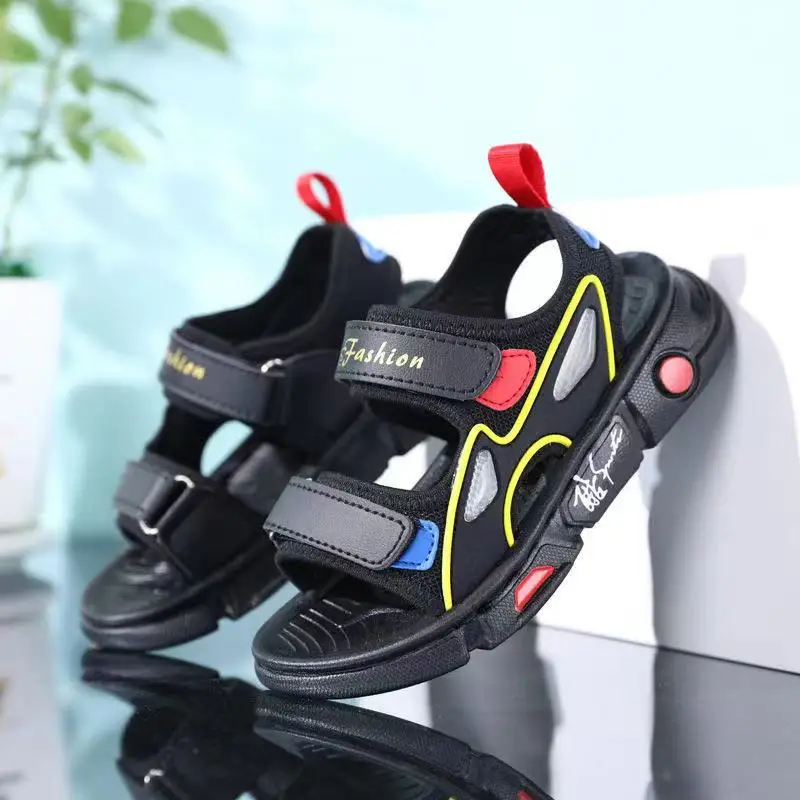 

Microfiber Lycra Boys Sandals Summer Welt Stitching Wear Resistance Comfortable For Two Strap Velcro Children's Sandals Boy Teen