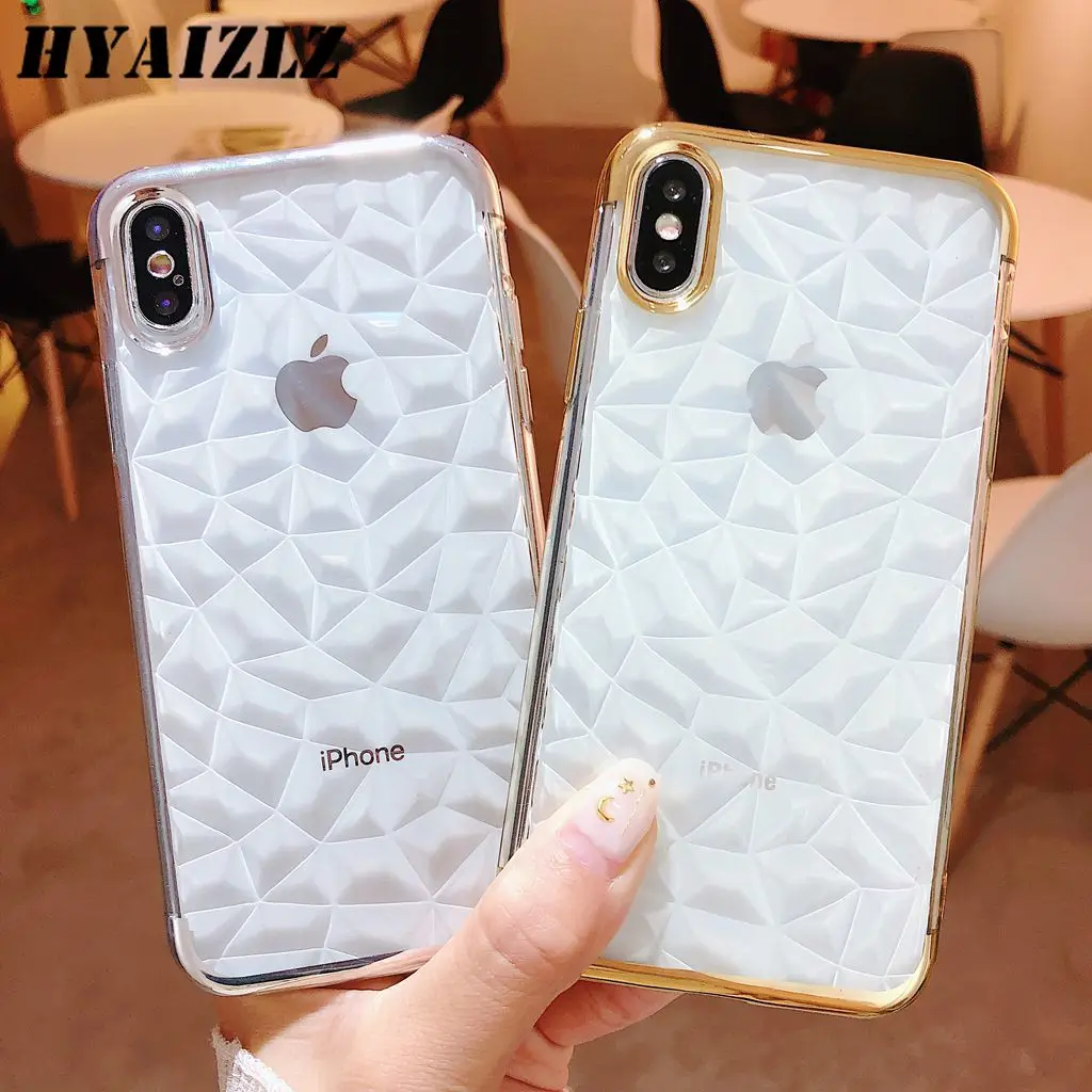 Прозрачный чехол для iPhone XS Max XR X 6 S 7 8 Plus мягкий ТПУ с 3D алмазным узором полная