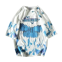 2021 popular male hip hop short sleeved blue butterfly casual jacket oversize t shirt