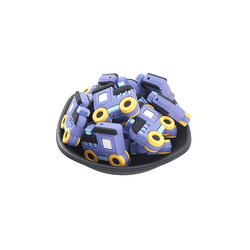 Purple Chenkai 7 шт. силиконовый поезд Прорезыватель для зубов бисер для кормления ребенка BPA бесплатно DIY успокаивающий подвесной браслет, ожерелье, игрушка, аксессуары - Цвет: Purple