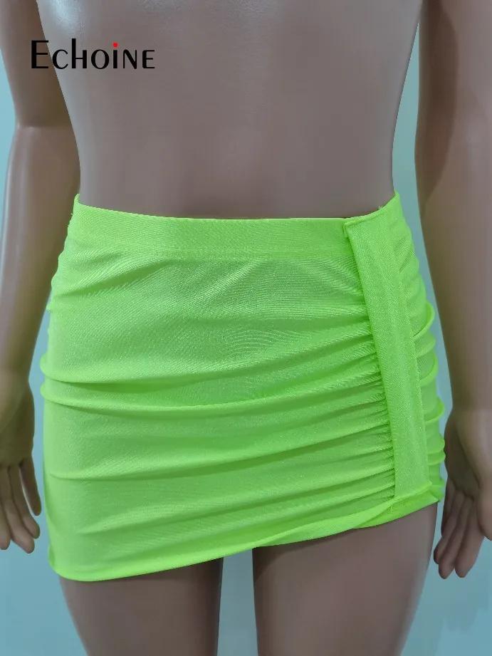 

Echoine Women Sexy Beach Swimsuit Bra Crop Top Mini Skirts Panties Suit Three Piece Set Swim Sport Bikinis Set bathing suit