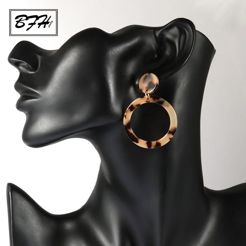 Акриловые серьги BFH для женщин большие декоративные женские полимерные овальные