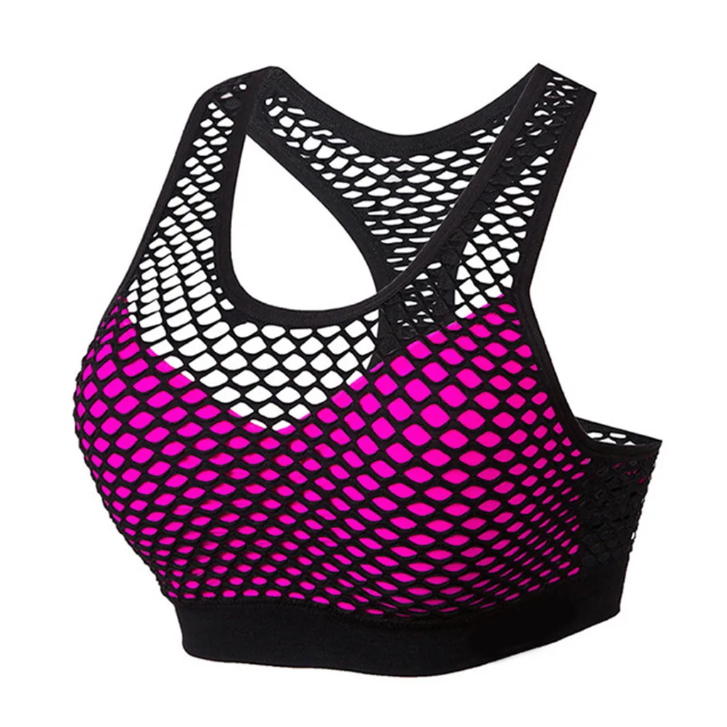Hot Pink Модный спортивный бюстгальтер женский Сексуальный Бег Йога Бюстгальтеры интимный жилет сухой дышащий сзади фитнес Леди Топы Нижнее белье спортивный бюстгальтер - Цвет: Hot Pink