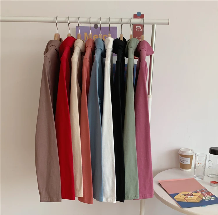 9 цветов 2021 осенняя однотонная Базовая водолазка в стиле преппи с длинным рукавом