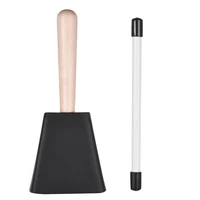 professional metal cowbell with wooden handle mallet high quality hand bell percussion instrument