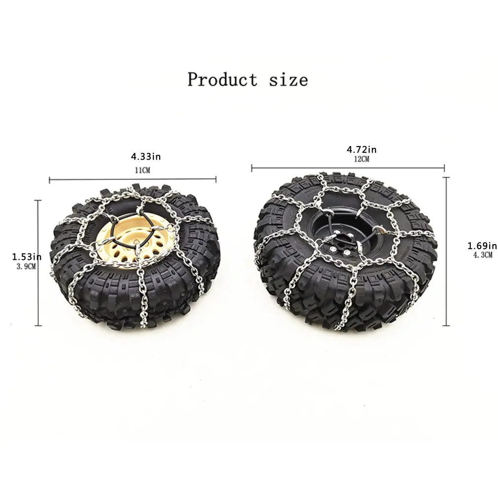 

Car Model Accessories Snow Chains 115-120mm MK1040 Metal Tire Chains Suitable For 1/10 Rc Tracked Vehicles