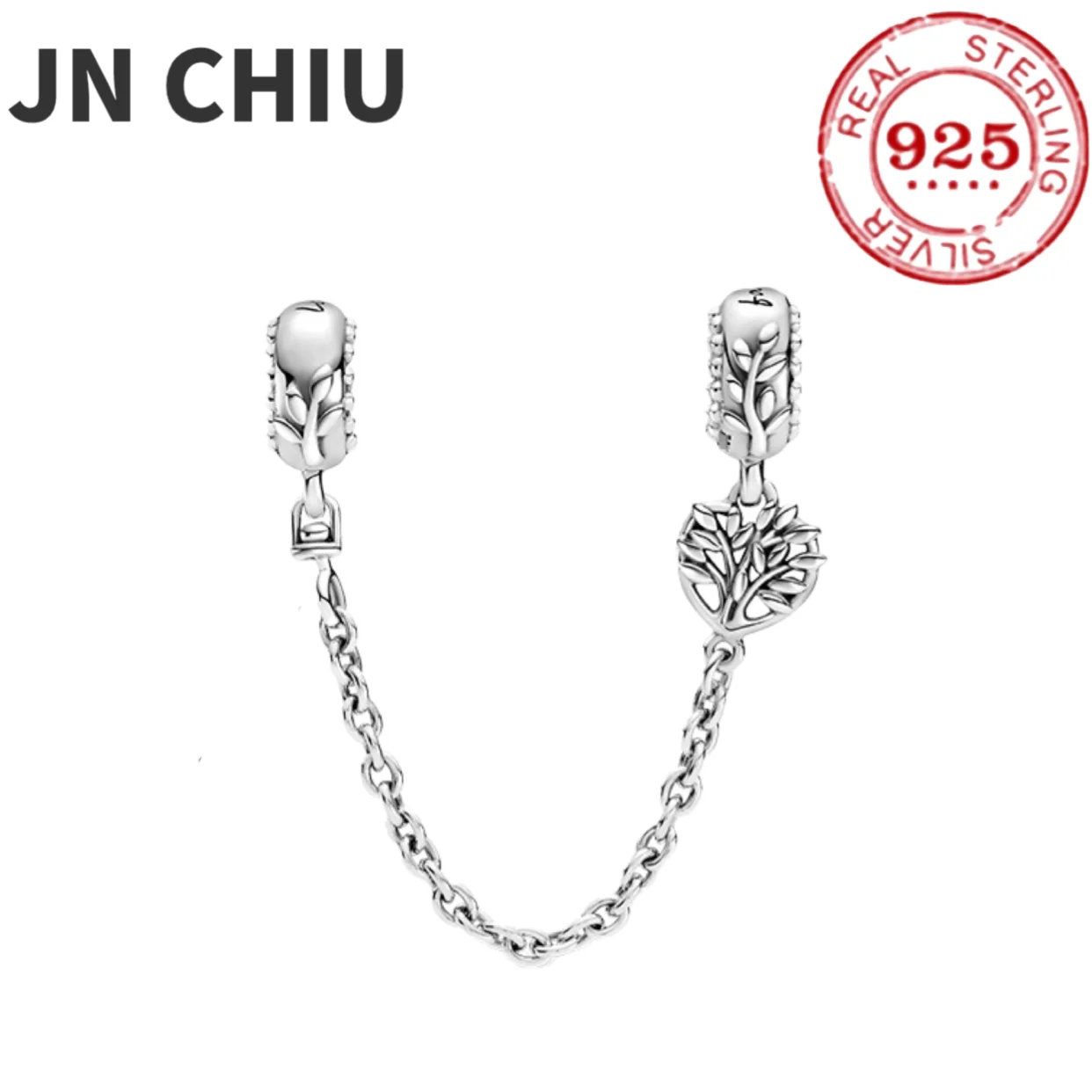 

New Hot sale luxury Real 925 Sterling Silver pan beads Safety chain Fit Original Charm bracelet For Women fashion DIY Jewelry