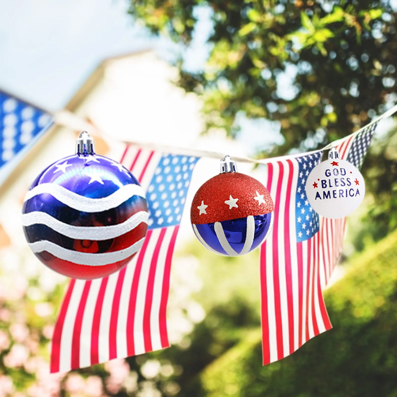 

12PC Independence Day Decoration Hanging Ball Pendant Gift Ornament Hanging Pendants Craft Decor Tool Home Party Accessories